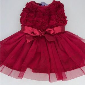 Pawpatu Red Rosette Dress with Bow Size Medium 13-20 lbs